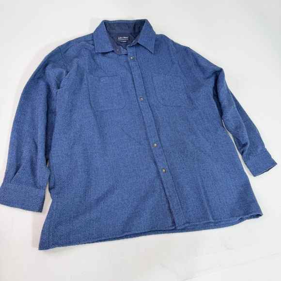 John Blair Other - John Blair Shirt Mens XL Blue Herringbone Button Front Long Sleeve Collared